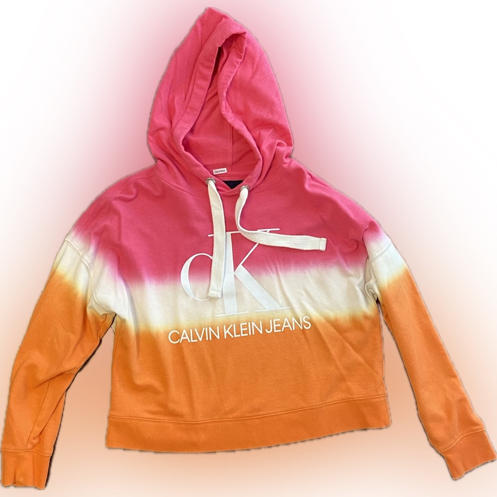 Calvin Klein Pink and Orange Ombre Hoodie